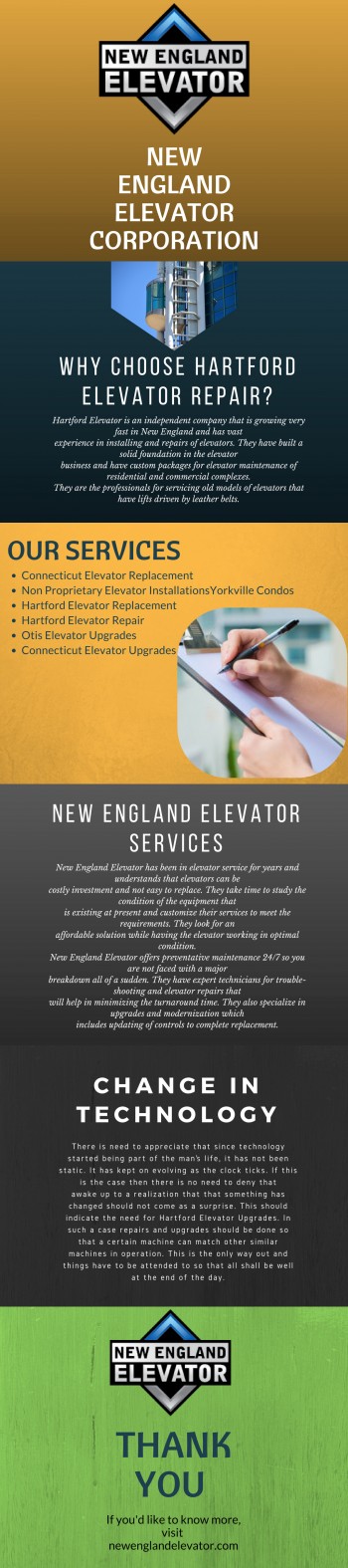 Hartford Elevator Repair Our expert technicians are Otis elevator modernization to provide better diagnostics and easier access to replacement parts.  Website: https://newenglandelevator.com by englandelevator