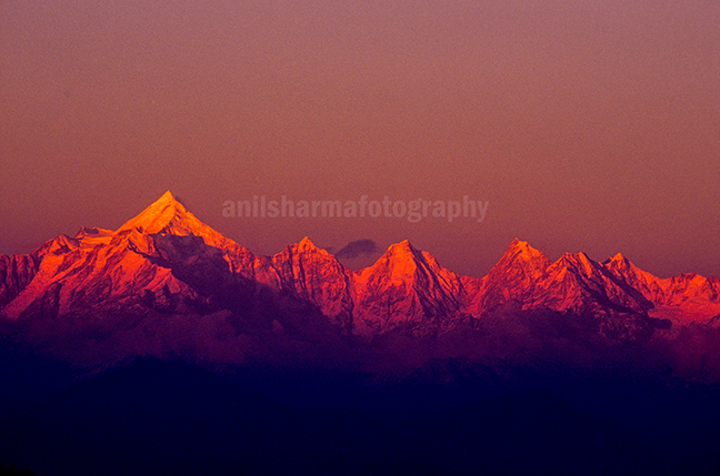 Nature-  Panchchuli Peaks Pink color Panchchuli Peaks view from Munsyari at Uttarakhand, India. by Anil Sharma Photography