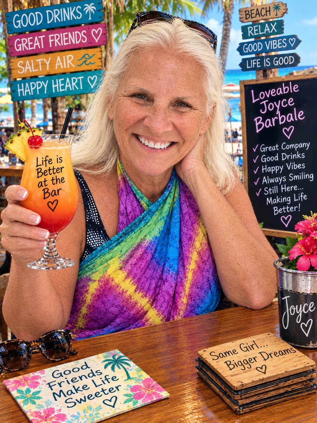 Loveable Joyce’s Tropical Beach Bar Toast https://funcouplepics.blogspot.com/2026/05/over-years.html by funcouple